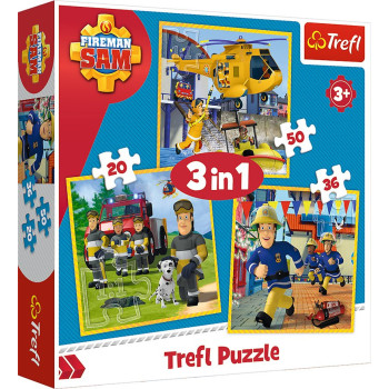 Puzzle Strażak Sam 3w1 dla dzieci od 3 lat zabawka edukacyjna