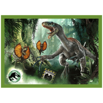 Puzzle 4w1 z dinozaurami trefl 4 różne obrazki, układanka dla chłopca od 4 lat