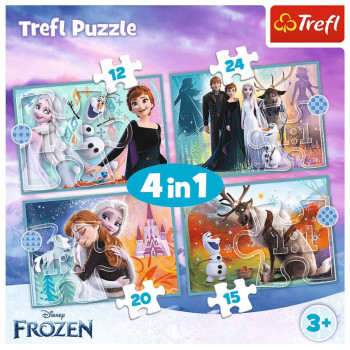 Puzzle z motywem frozen 4w1 Trefl