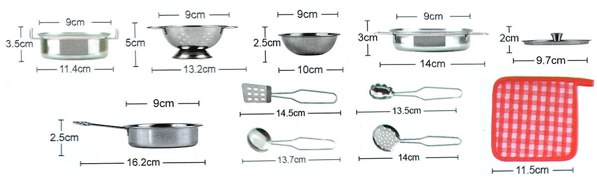 Zestaw kuchenny do zabawy dla dzieci - garnki, rondelki i akcesoria metalowe