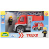 Straż LENA Truxx 29 cm + figurka strażaka w zestawie, podnoszona drabina i otwierane drzwi w pudełku