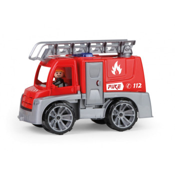 Straż LENA Truxx 29 cm + figurka strażaka w zestawie, podnoszona drabina i otwierane drzwi w pudełku