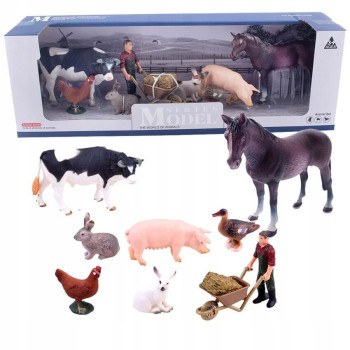 Figurki zwierząt domowych, hodowlanych zestaw 10 el. gumowe dla dziecka