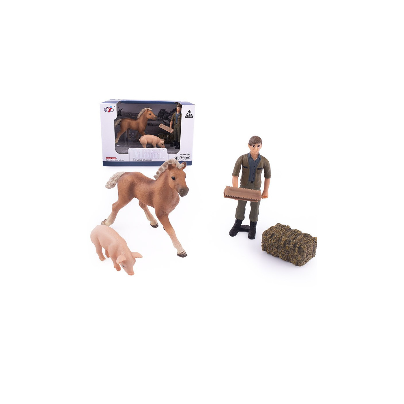 Zestaw zwierzątek domowych z farmerem - konik, świnka królik - 4 wzory do wyboru !