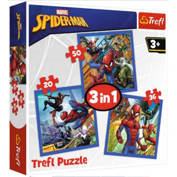 Puzzle 3w1 Spiderman Trefl zabawka edukacyjna dla dzieci od 3 lat