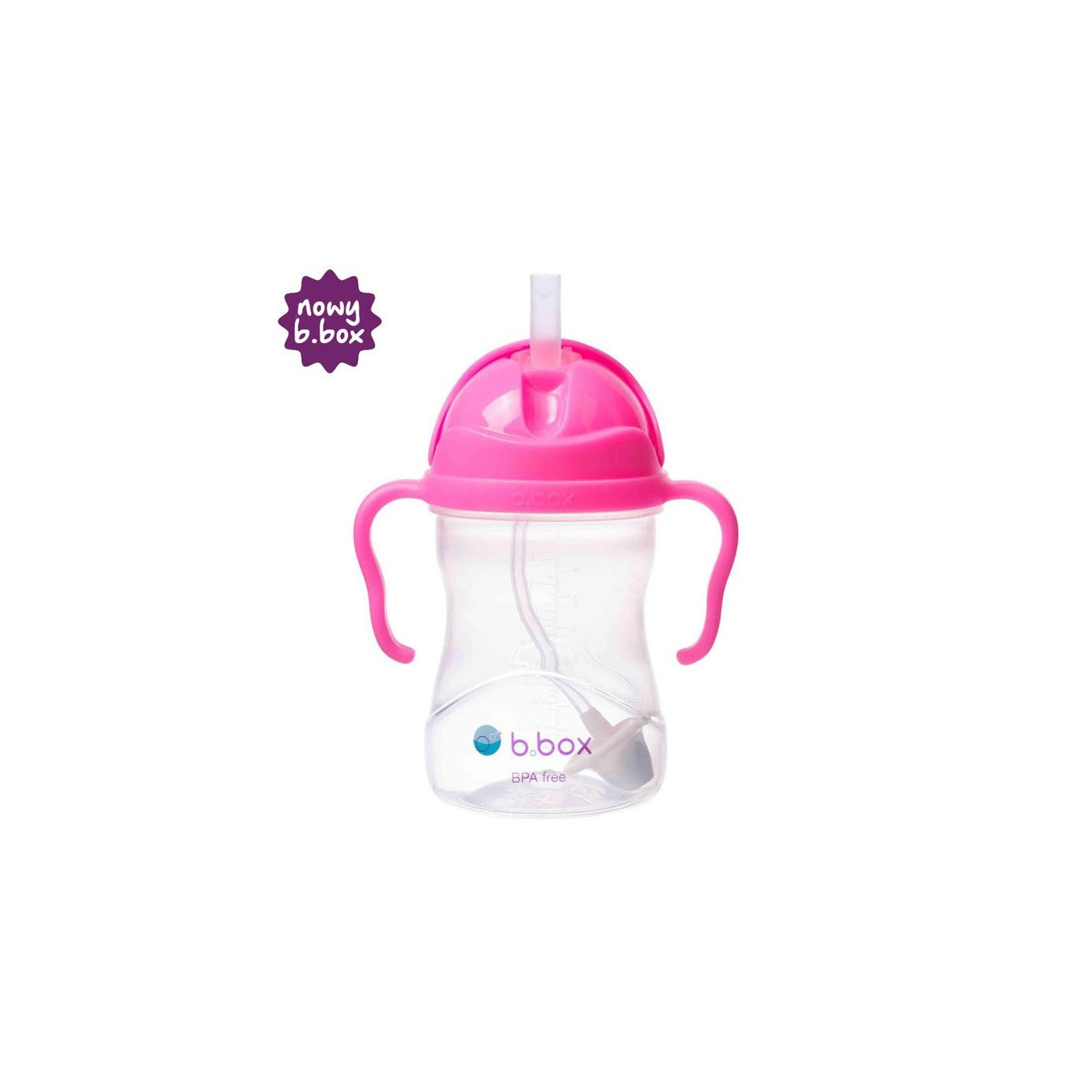 B.Box Innowacyjny Bidon z obciążoną słomką 240 ml dla dzieci, BBOX - różowy granat