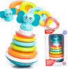 Muzyczna wieża kolorów dla malucha, piramidka z dźwiękami, edukacyjna zabawka 6m+