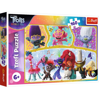 Trefl Puzzle 160 el. | Wesoły świat Troli - puzzle dla dzieci z motywem bajkowym