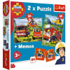 Trefl Puzzle 2w1 | Strażacy w akcji + memos, puzzle z motywem bajkowym