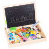 Tablica dwustronna drewniana - układanka edukacyjna 2w1 kredowo-magnetyczna, magnesy z robotami
