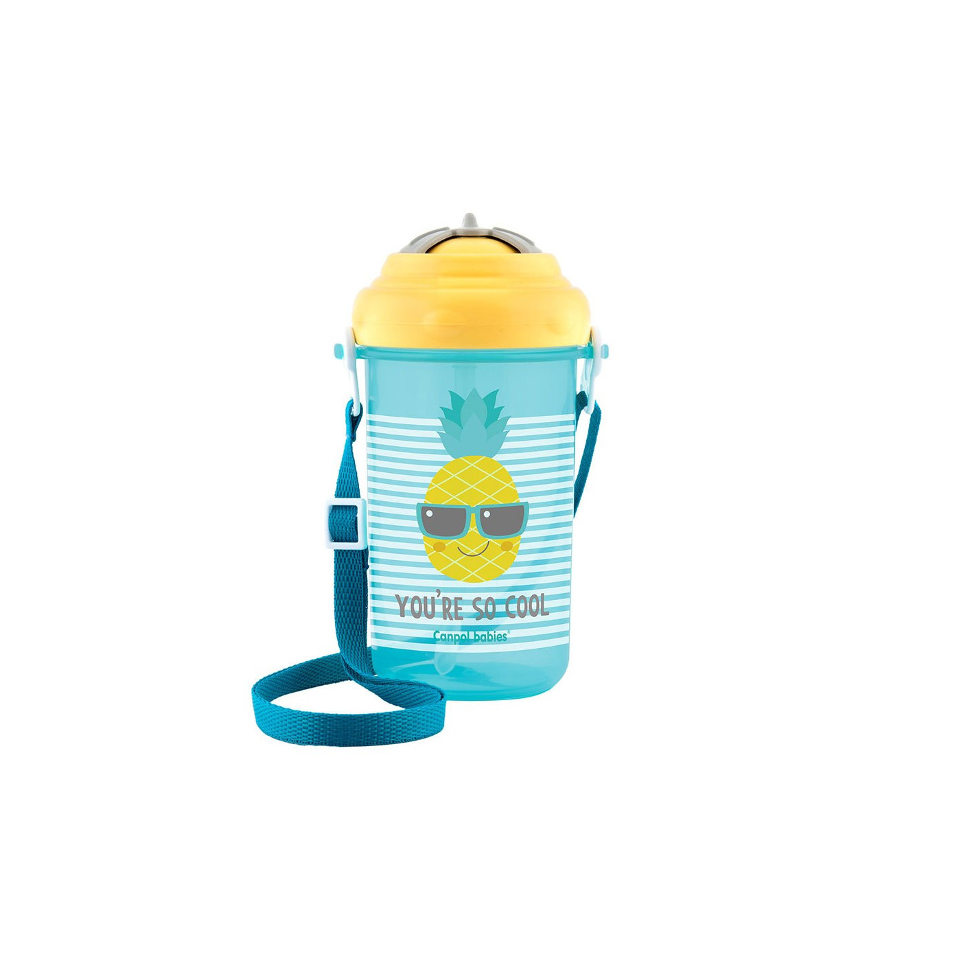 Canpol babies bidon ze składaną rurką silikonową 400ml SO COOL żółty