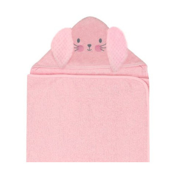 Ręcznik z kapturkiem, okrycie kąpielowe dla dziecka Animal 120x100 cm różowy KRÓLICZEK