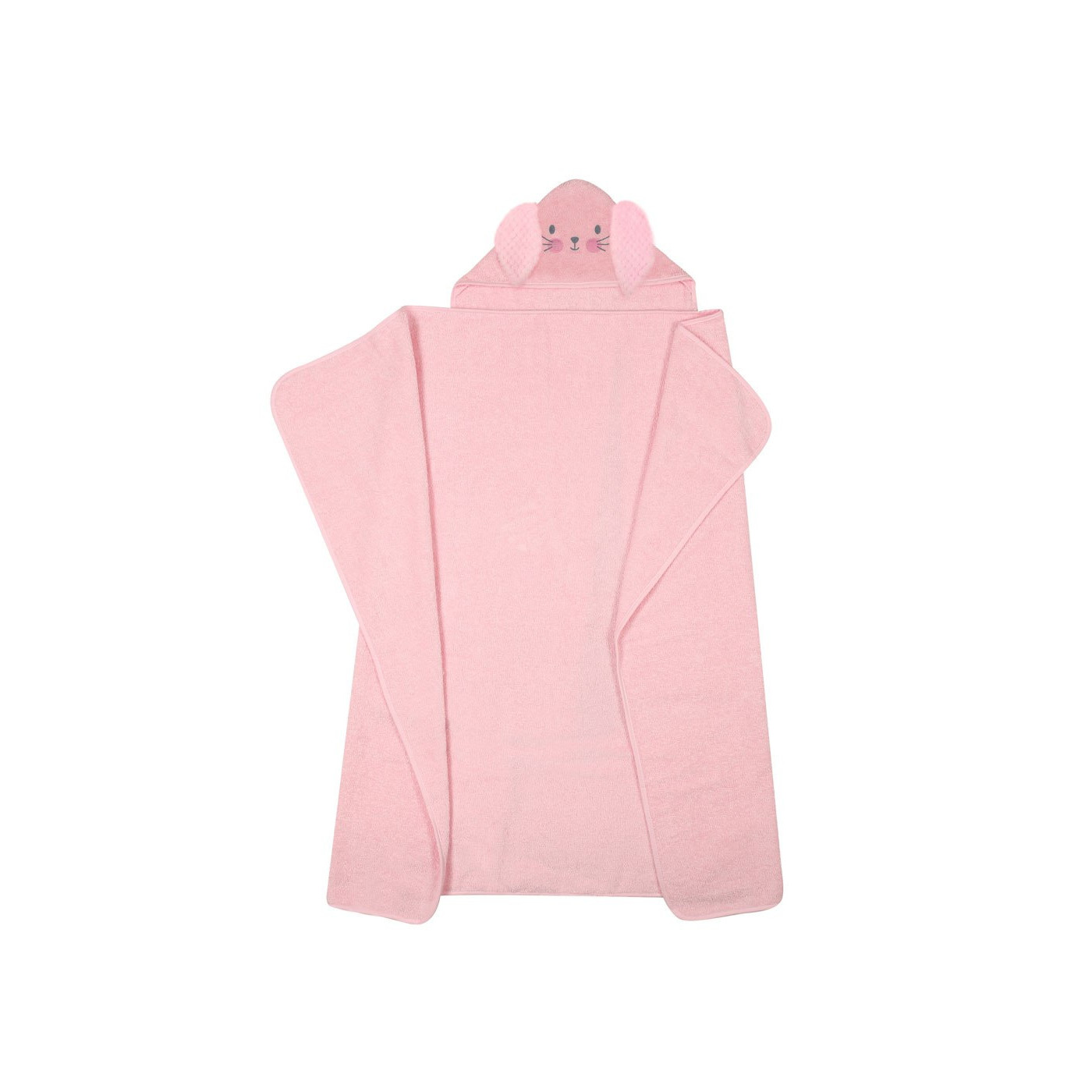 Ręcznik z kapturkiem, okrycie kąpielowe dla dziecka Animal 120x100 cm różowy KRÓLICZEK