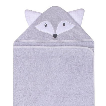 Ręcznik z kapturkiem, okrycie kąpielowe dla dziecka Animal 120x100 cm szary LISEK