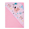 Ręcznik z kapturkiem, okrycie kąpielowe dla dziecka 80x80 cm bawełna wzór RÓŻOWY zwierzątka las
