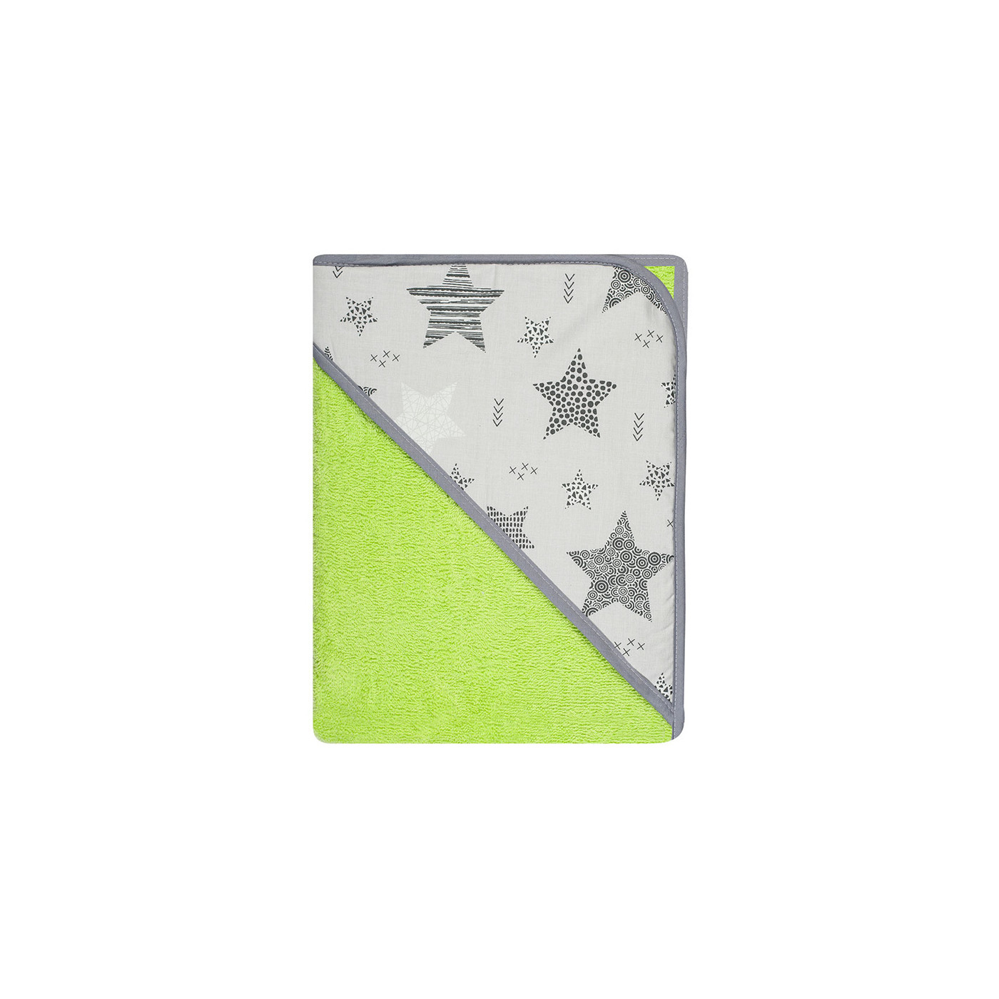 Ręcznik z kapturkiem, okrycie kąpielowe dla dziecka 80x80 cm bawełna wzór ZIELONY gwiazdki