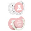 Smoczek uspokajający dla dziecka LOVI 0-2m My little love 2 szt. różowe świecący w ciemności