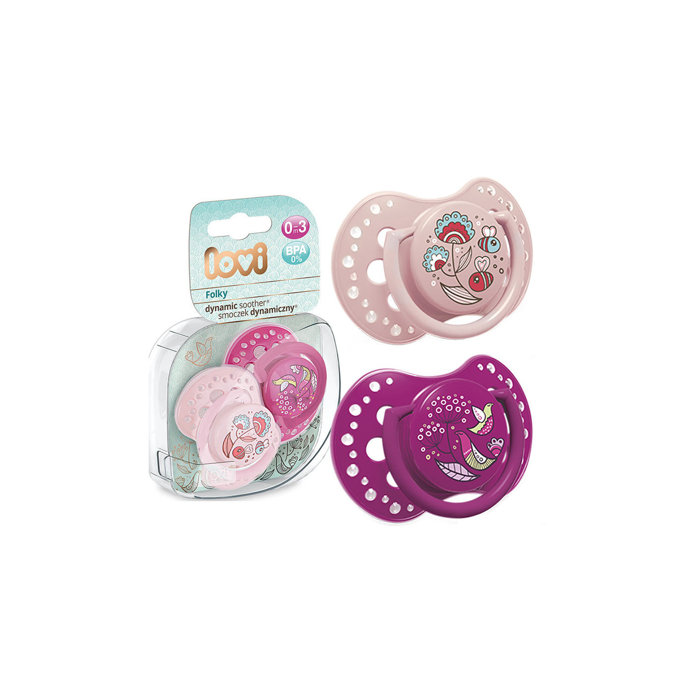 Smoczek uspokajający dla dziecka LOVI 0-3 m Folky Girl