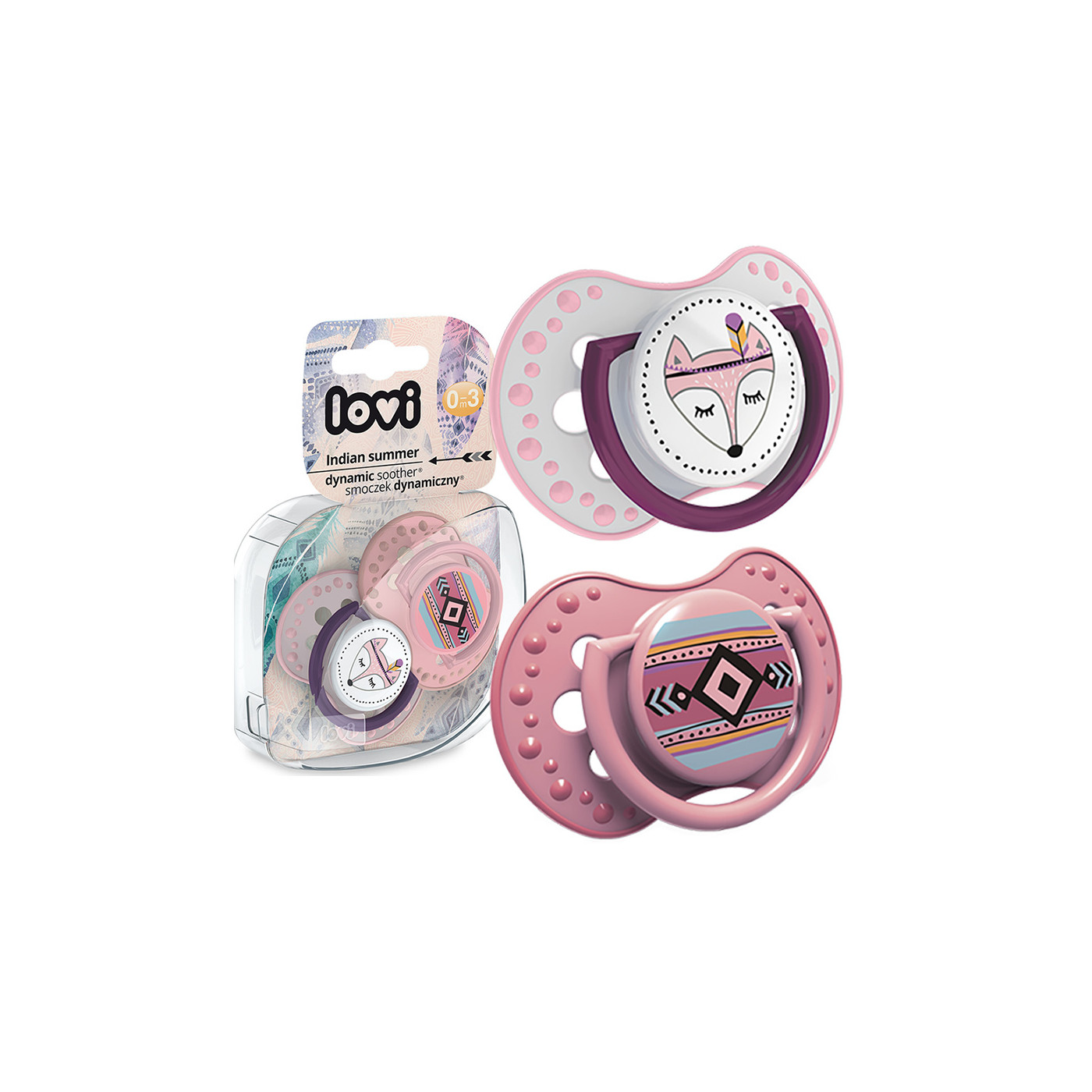 Smoczek uspokajający dla dziecka LOVI 0-3 m Indian Summer Girl 2 szt.