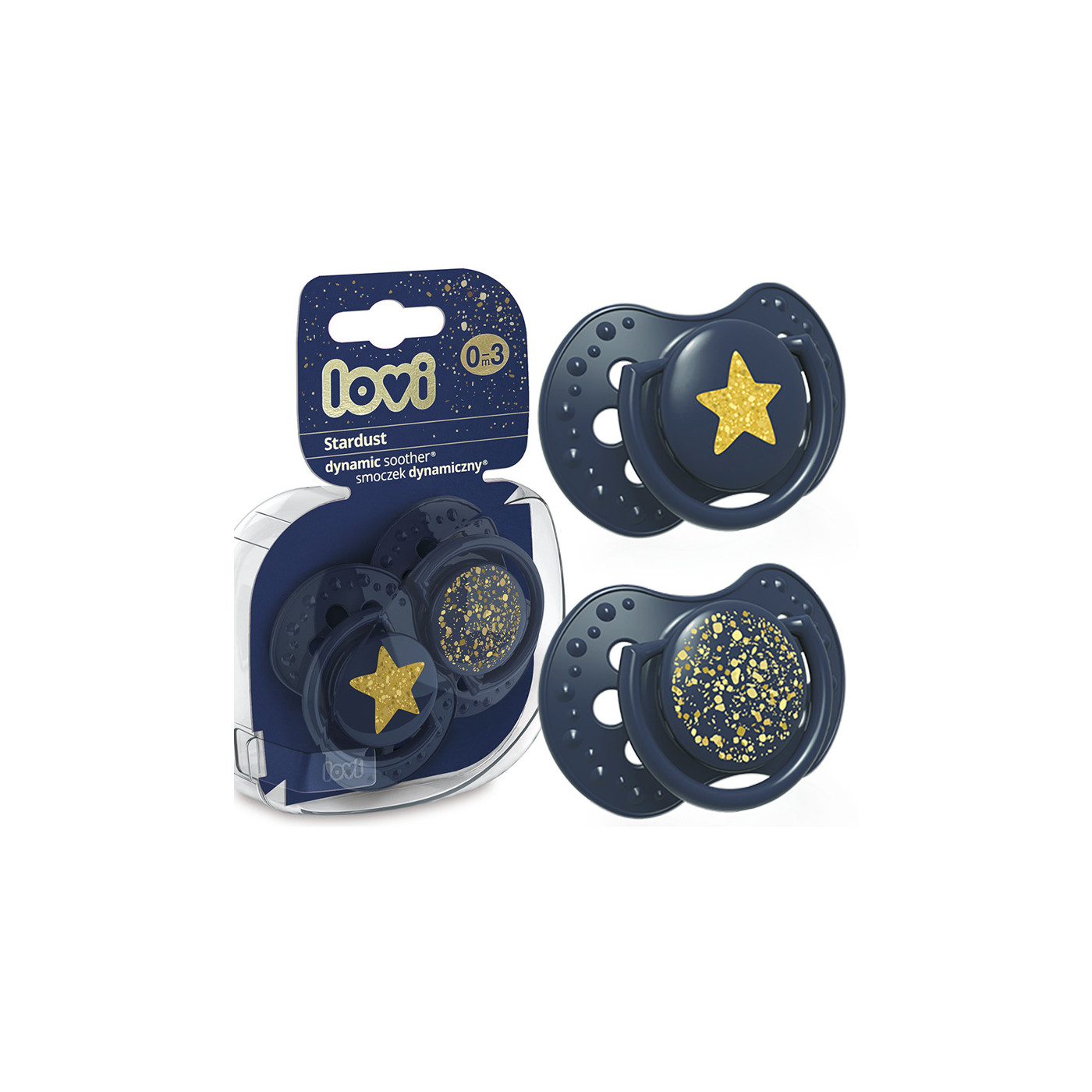 Smoczek uspokajający dla dziecka LOVI 0-3 m Stardust Blue 2 szt.