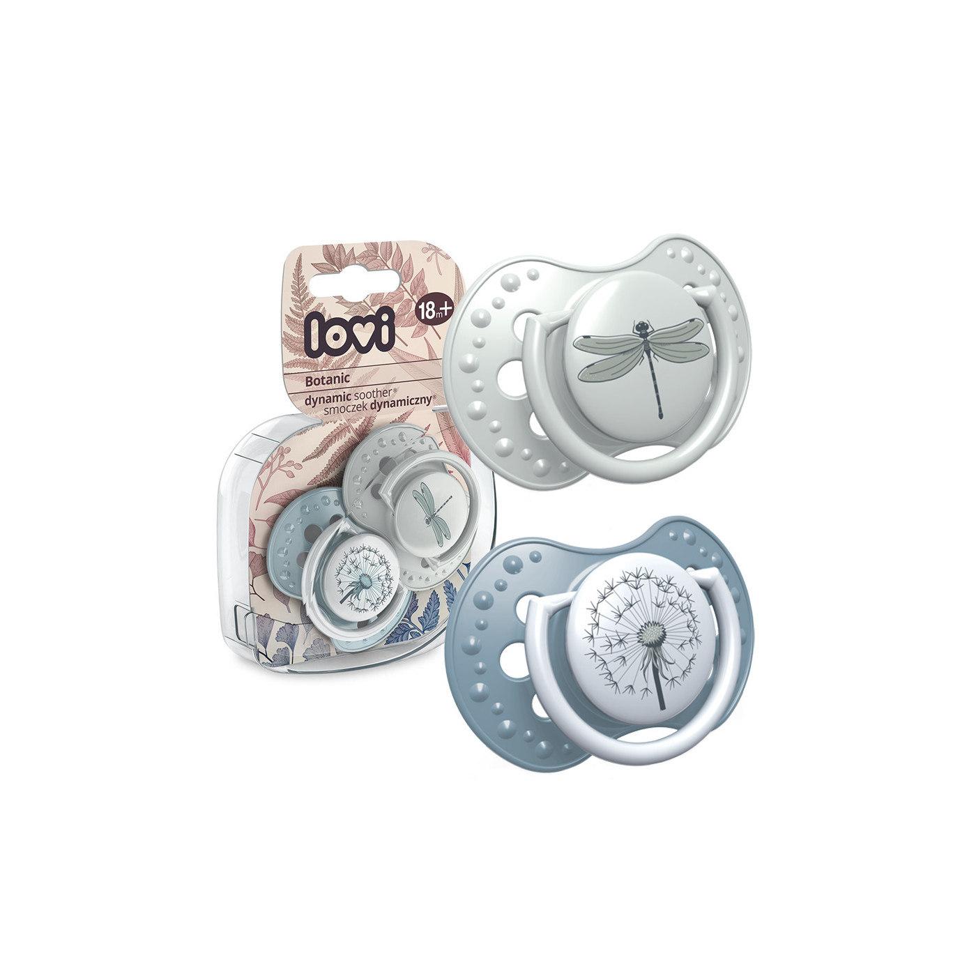 Smoczek uspokajający dla dziecka LOVI 18 m+ Botanic Boy 2 szt.