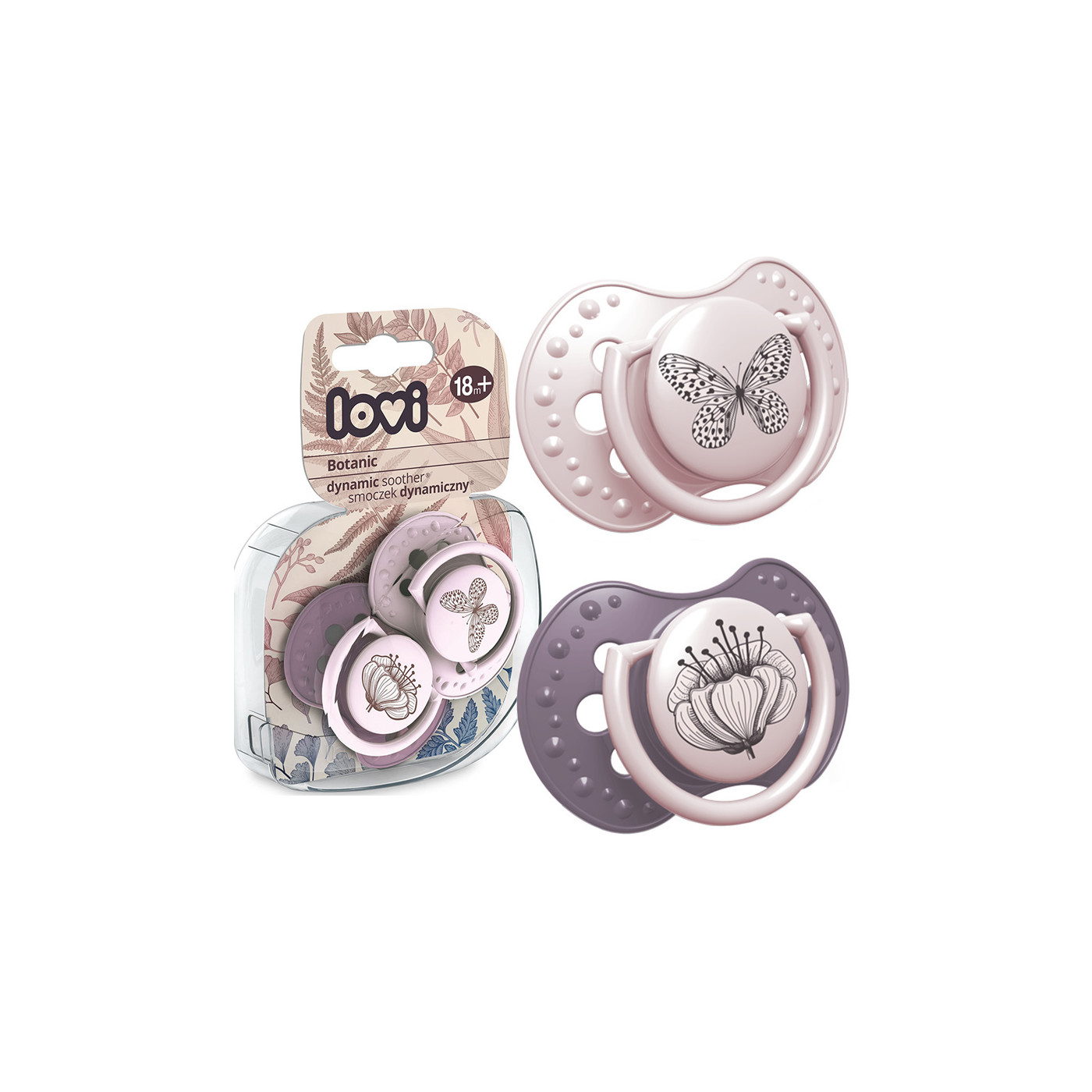 Smoczek uspokajający dla dziecka LOVI 18 m+ Botanic Girl 2 szt.