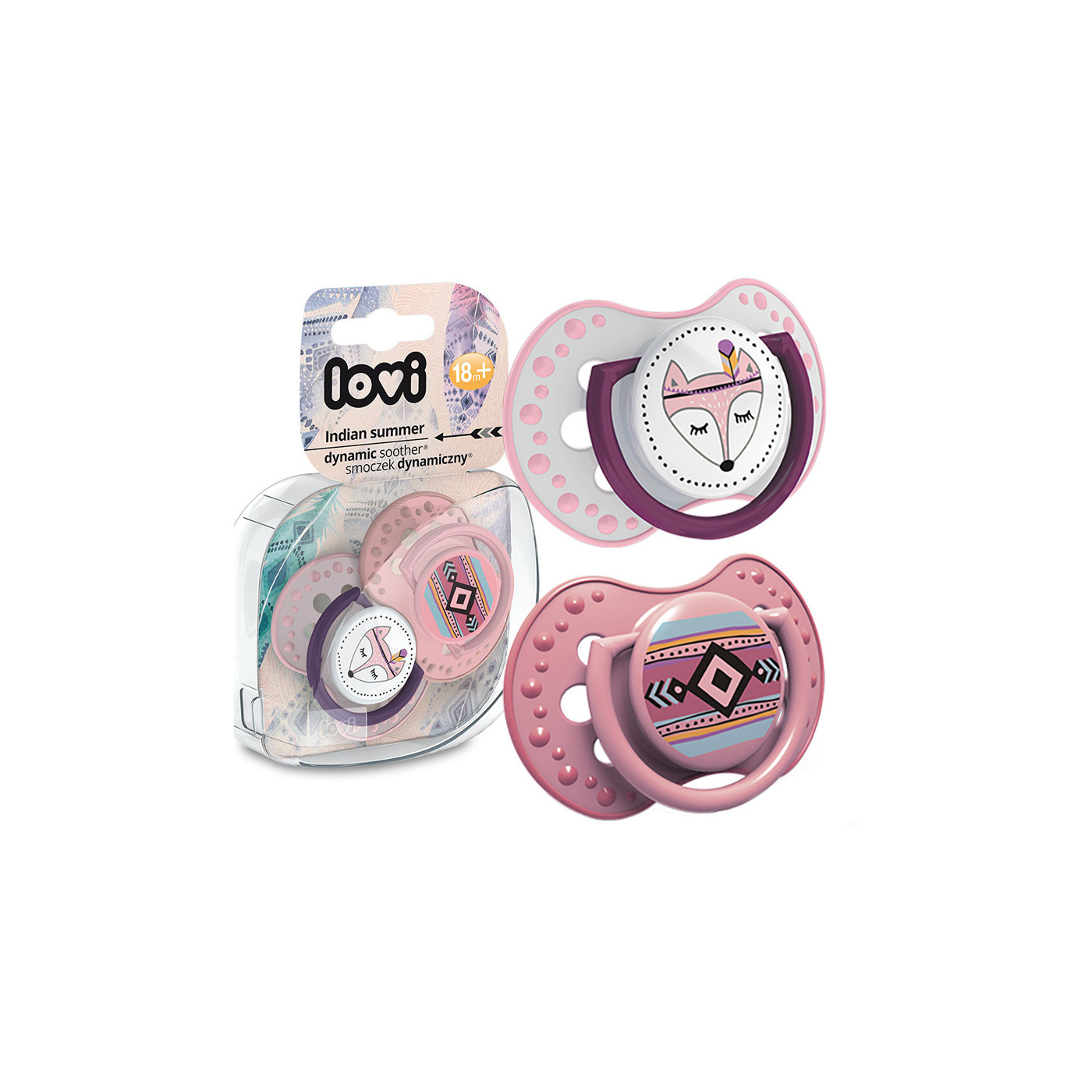Smoczek uspokajający dla dziecka LOVI 18 m+ Indian Summer Girl 2 szt.