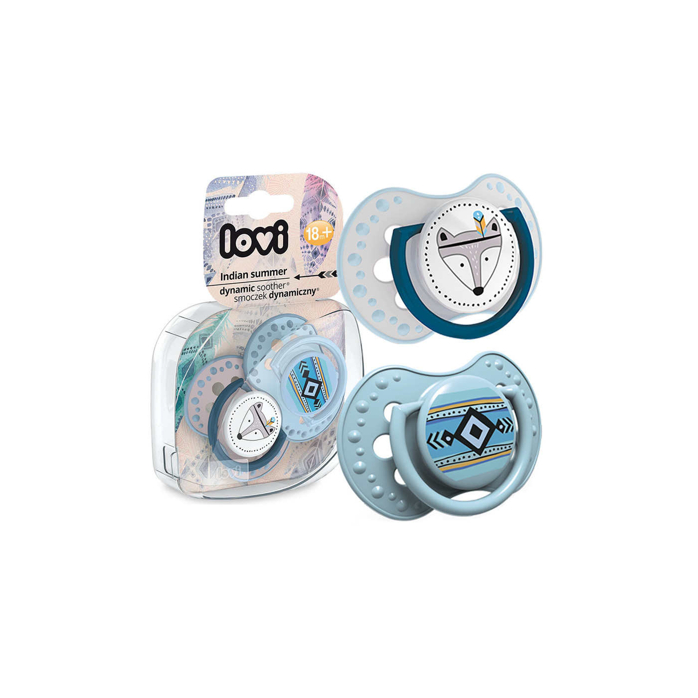 Smoczek uspokajający dla dziecka LOVI 18 m+ Indian Summer Boy 2 szt.