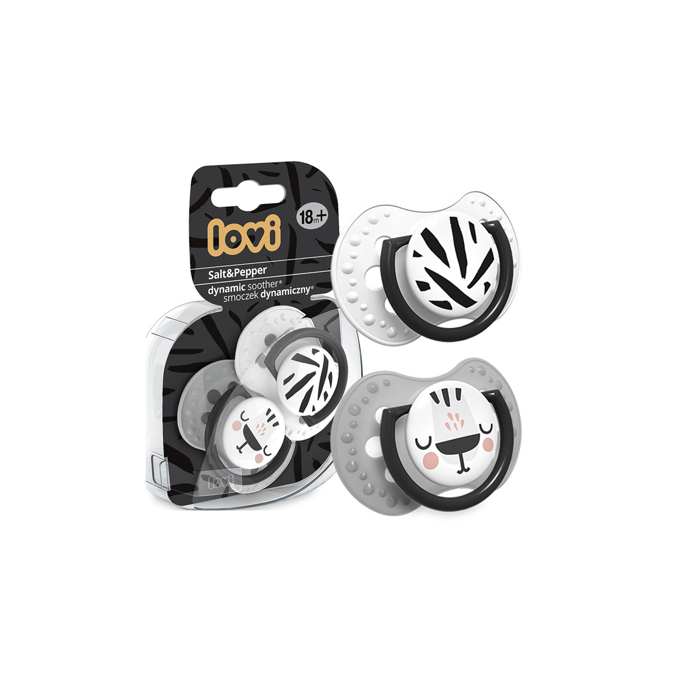 Smoczek uspokajający dla dziecka LOVI 18 m+ Salt&Pepper 2 szt.