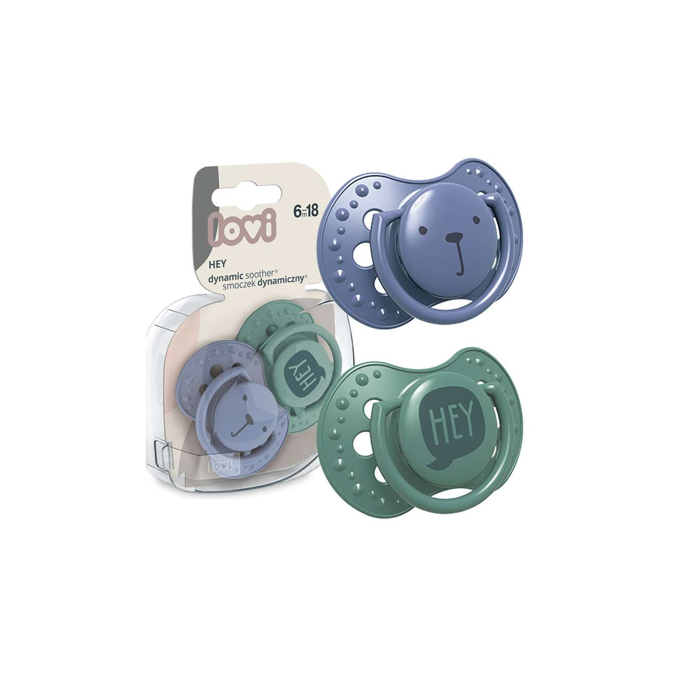 Smoczek uspokajający dla dziecka LOVI 6-18 m+ Hey Boy 2 szt.
