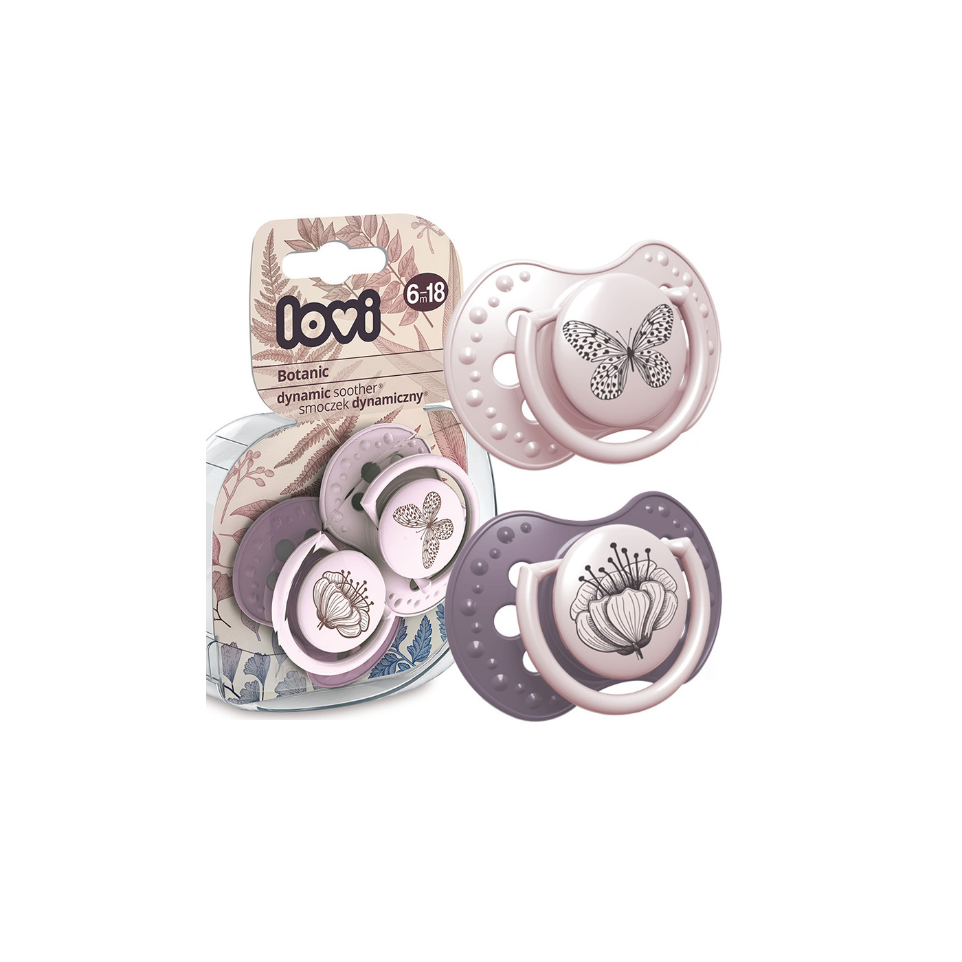 Smoczek uspokajający dla dziecka LOVI 6-18 m Botanic Girl 2 szt.