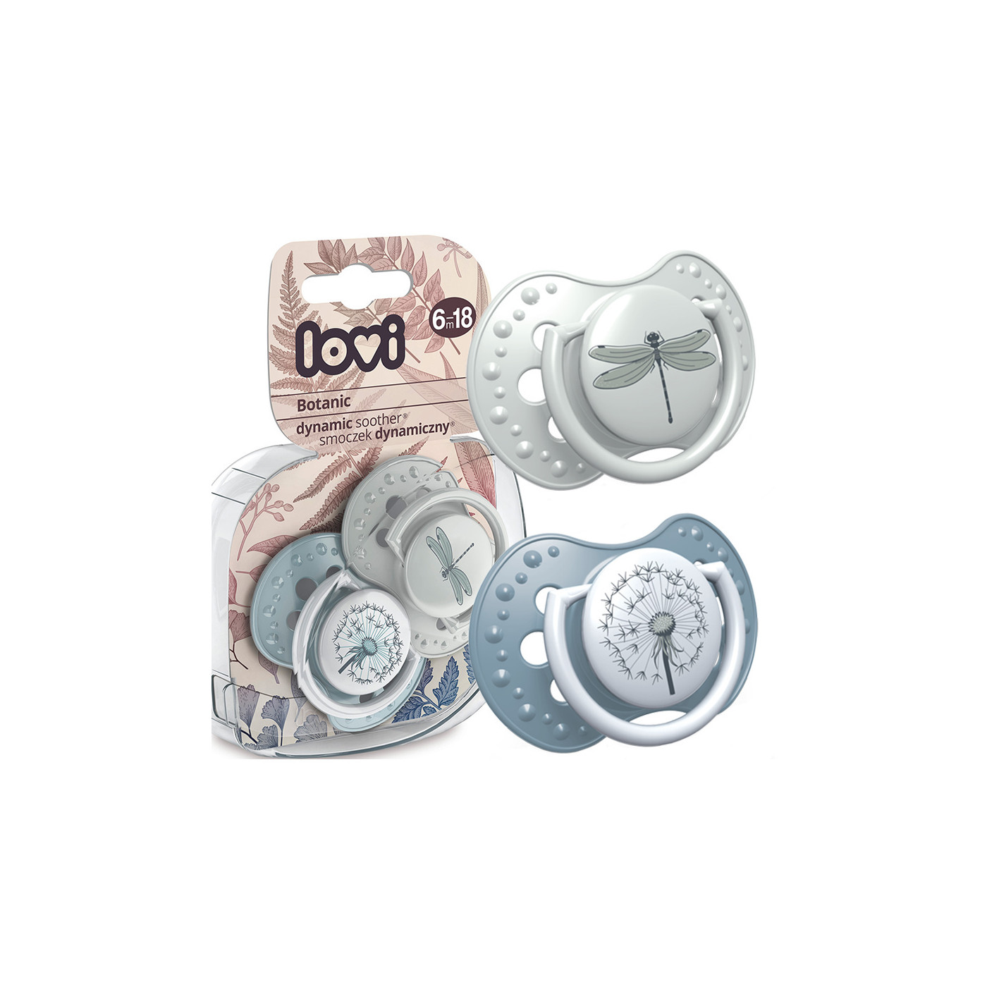 Smoczek uspokajający dla dziecka LOVI 6-18 m Botanic Boy 2 szt.