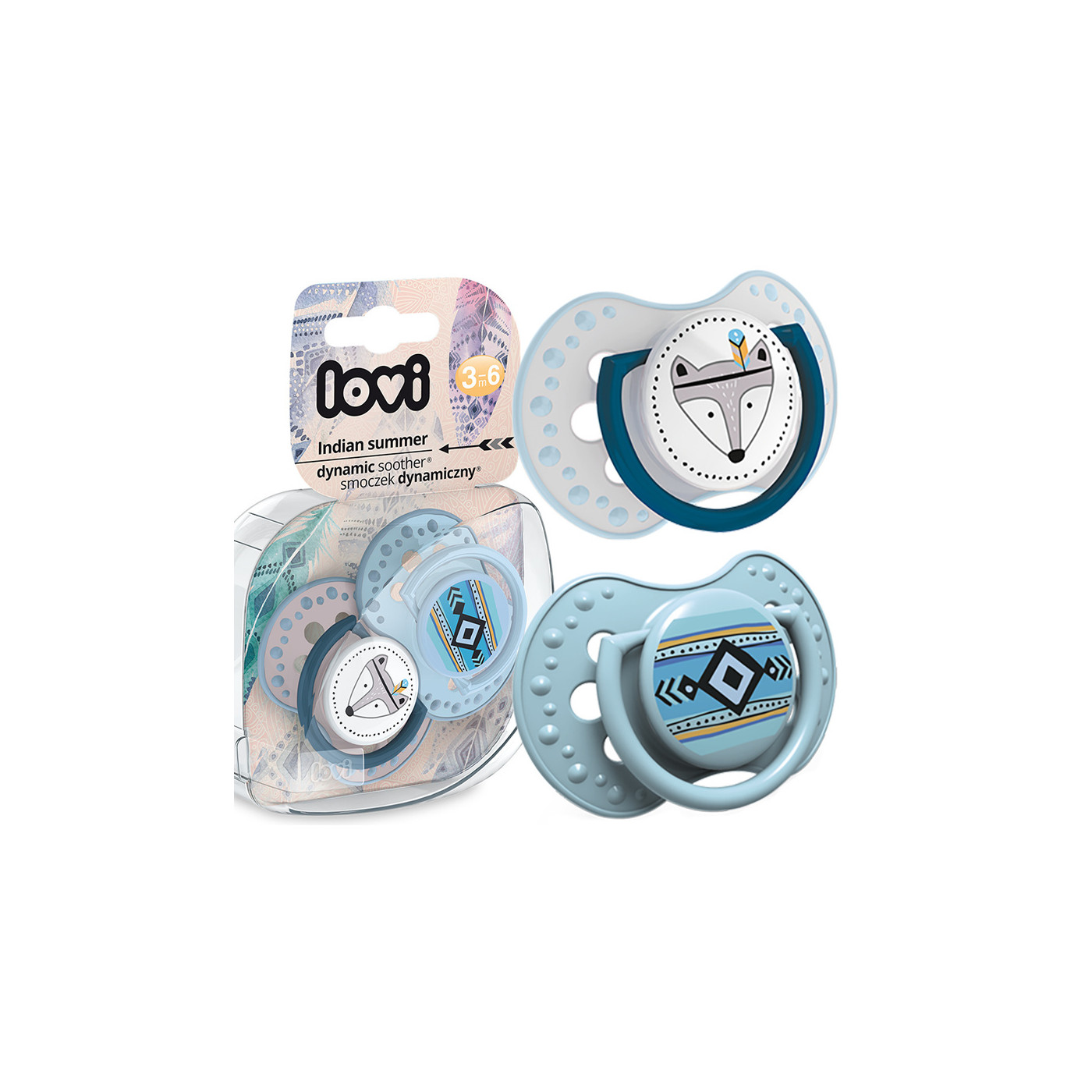 Smoczek uspokajający dla dziecka LOVI 3-6 m Indian Summer Boy 2 szt.