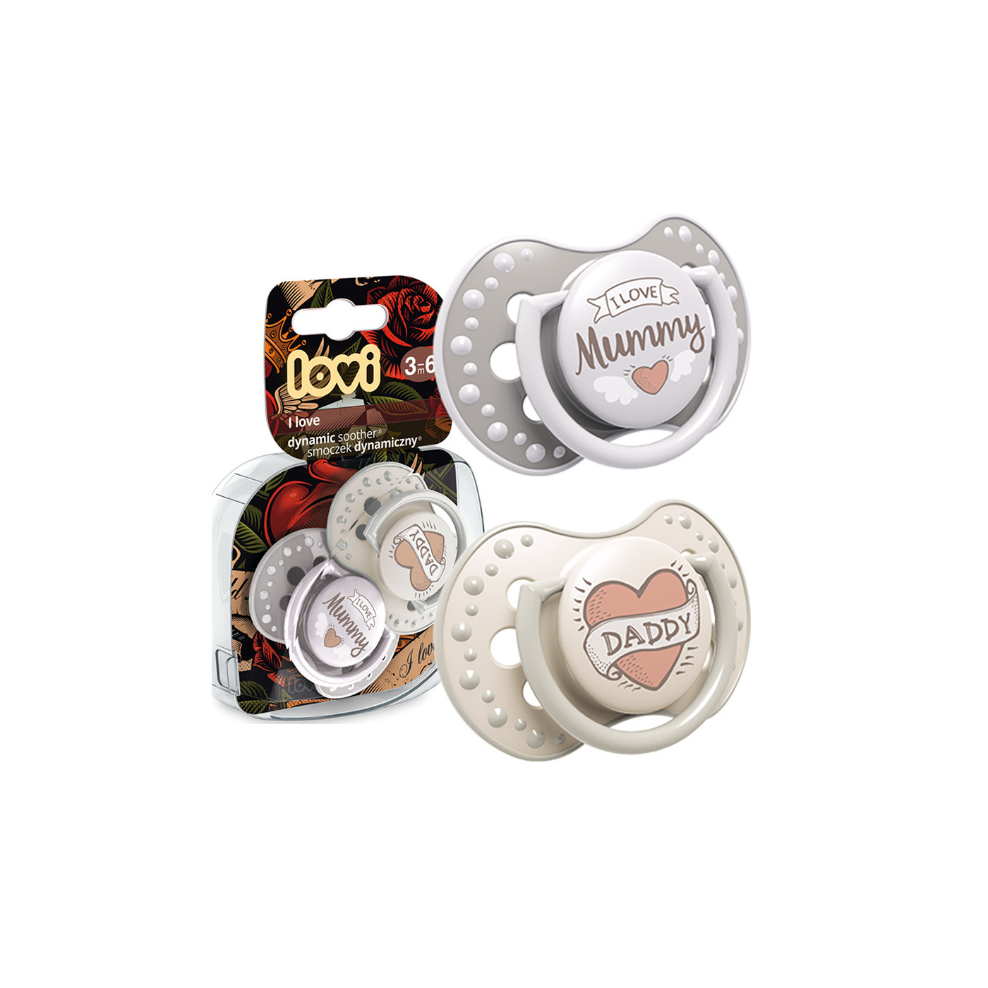 Smoczek uspokajający dla dziecka LOVI 3-6 m I love 2 szt.