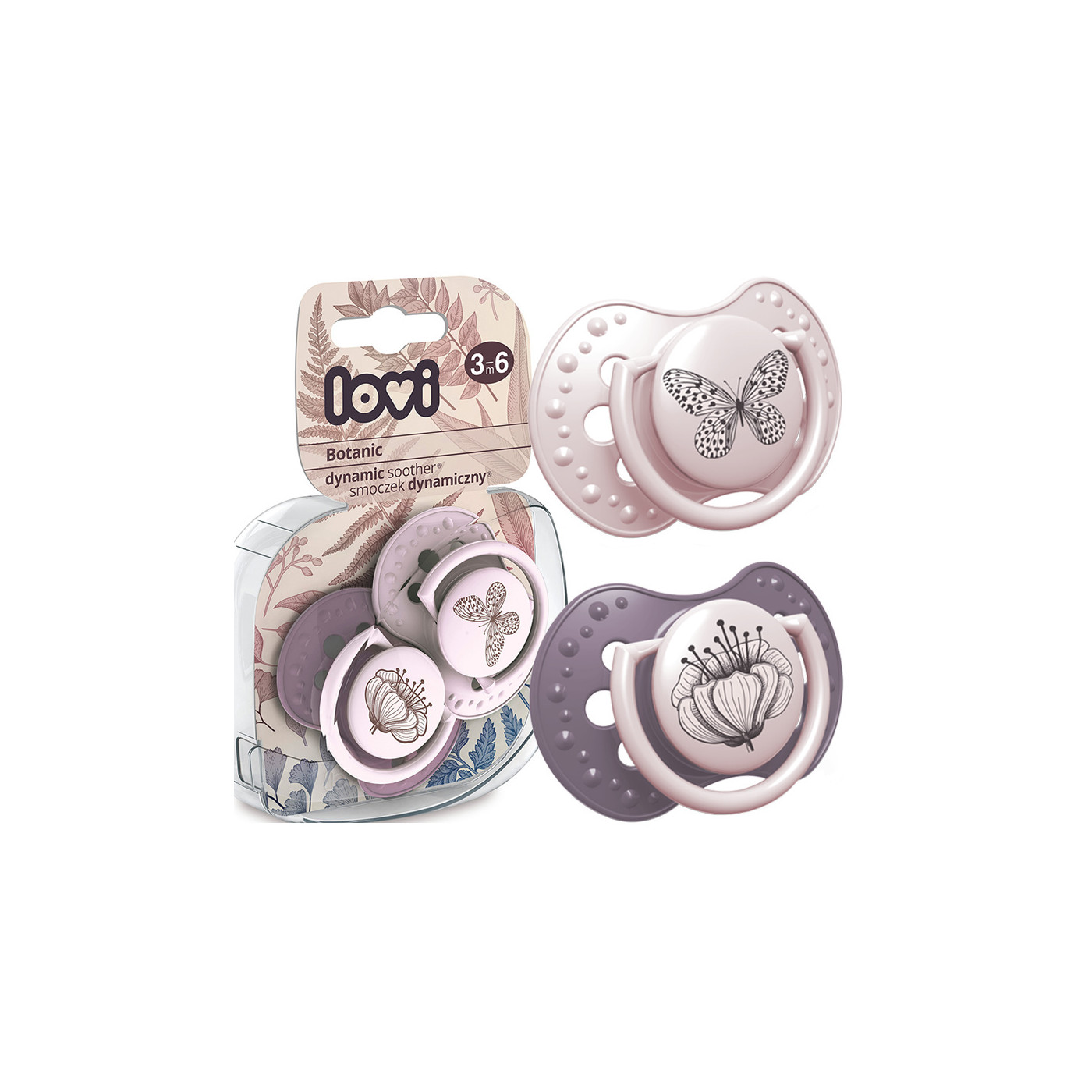 Smoczek uspokajający dla dziecka LOVI 3-6 m Botanic Girl 2 szt.