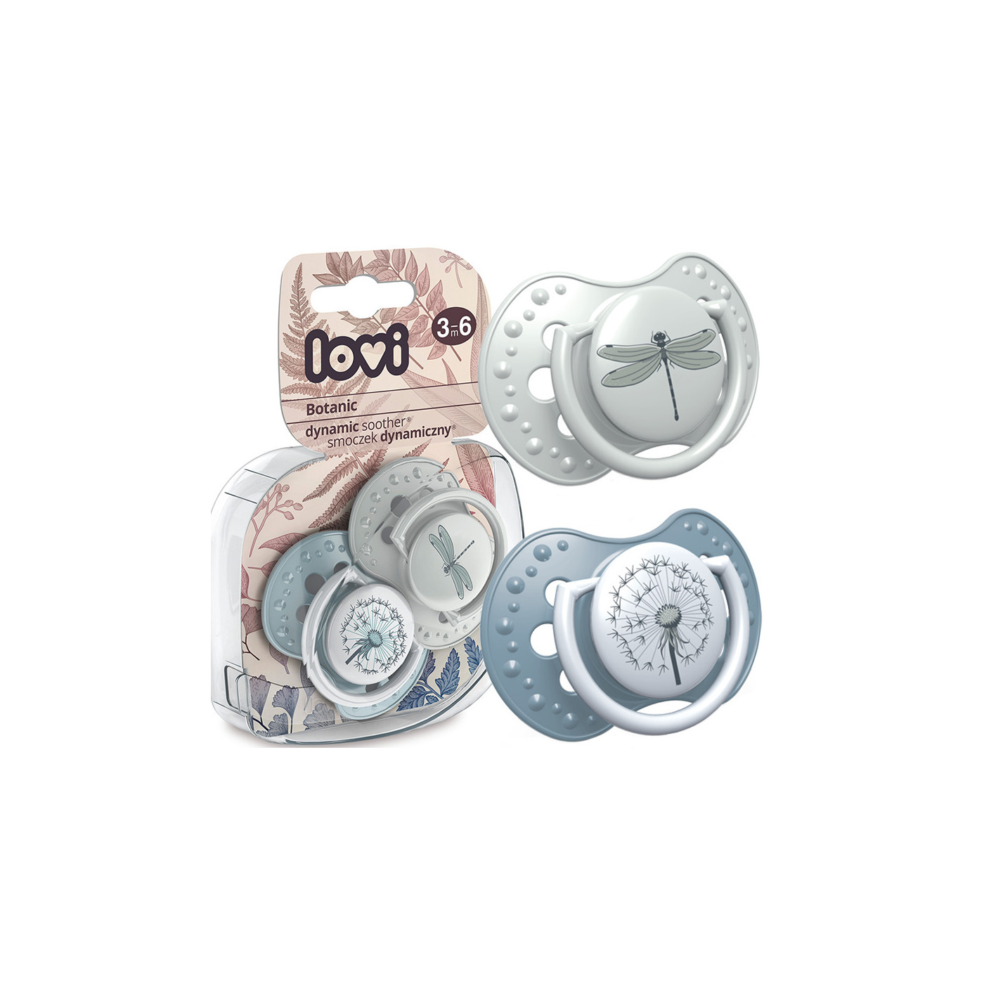 Smoczek uspokajający dla dziecka LOVI 3-6 m Botanic Boy 2 szt.