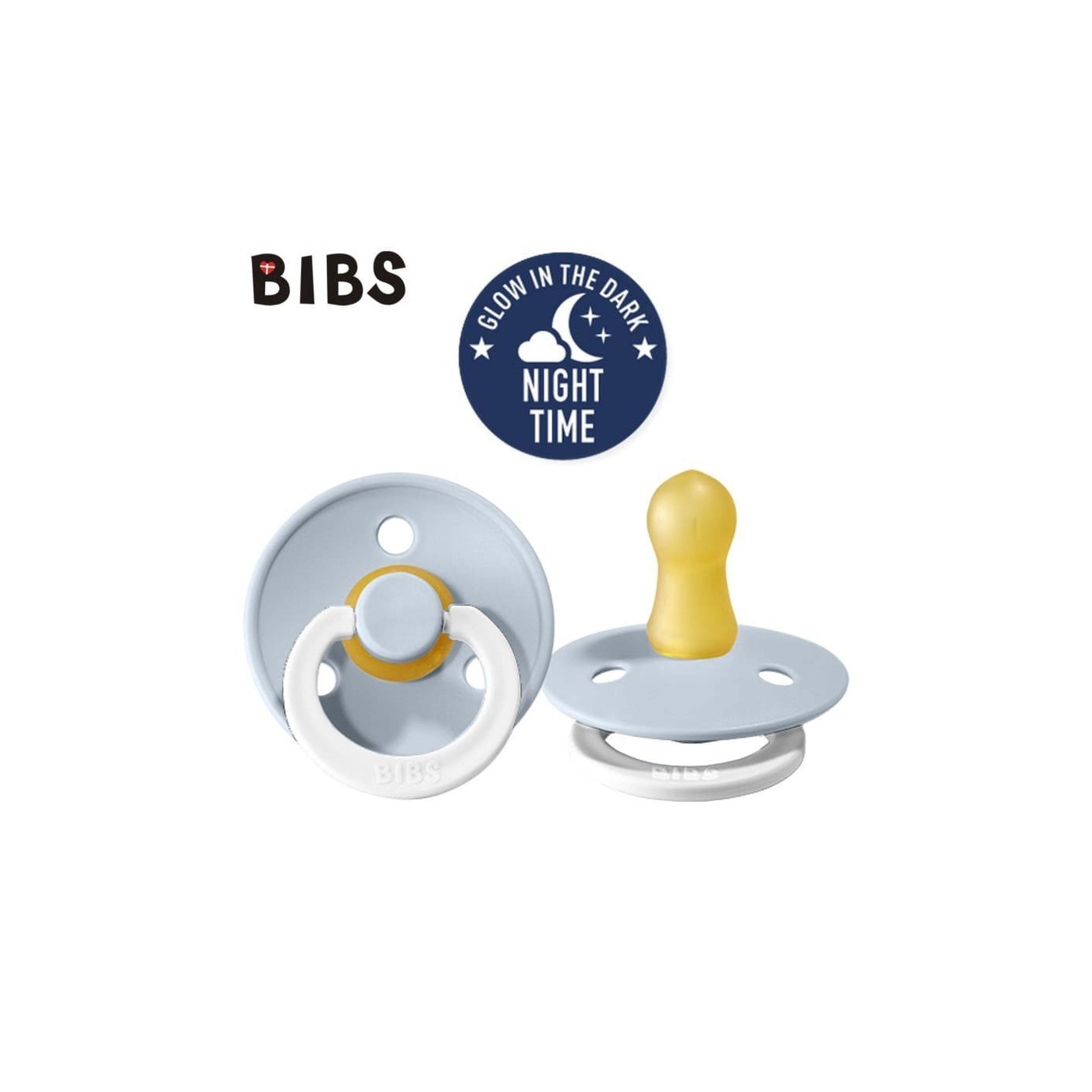 Smoczek uspokający dla dziecka BIBS BABY BLUE NIGHT S kauczuk Hevea 1szt. świeci w ciemności