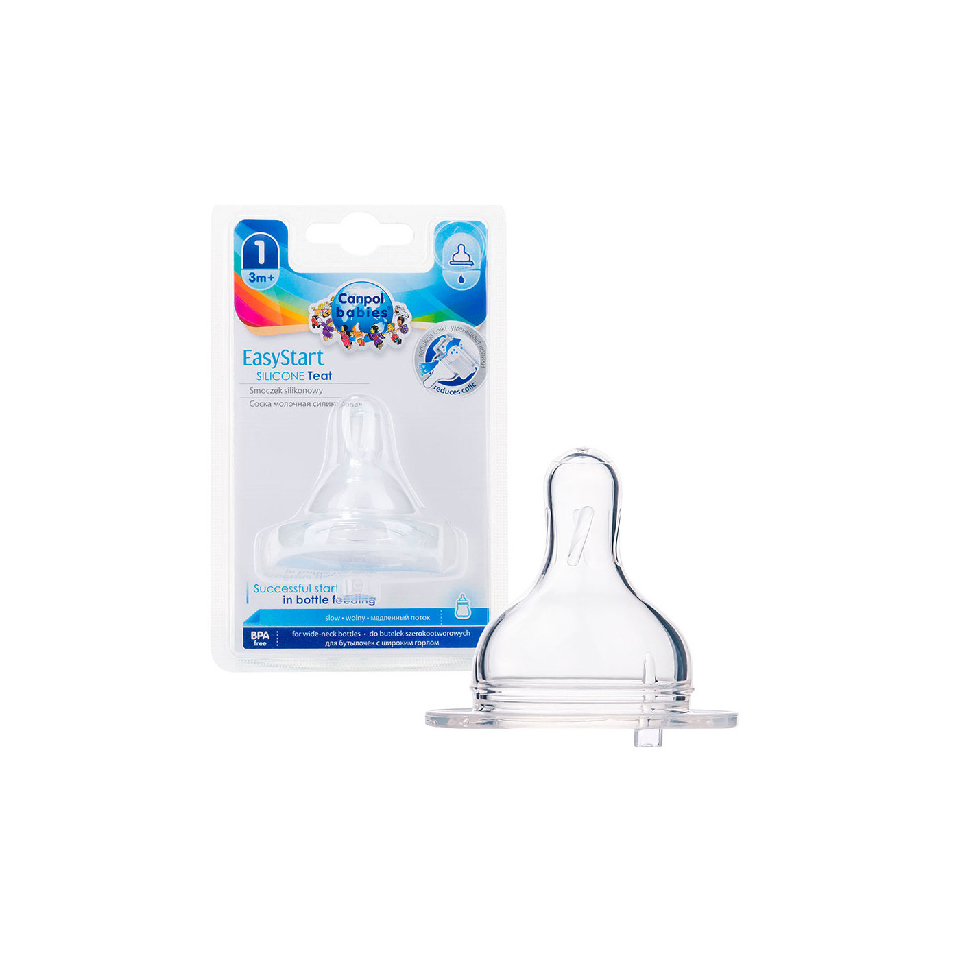 Canpol babies smoczek silikon WOLNY do butelki szerokiej 1 szt EasyStart 3M+