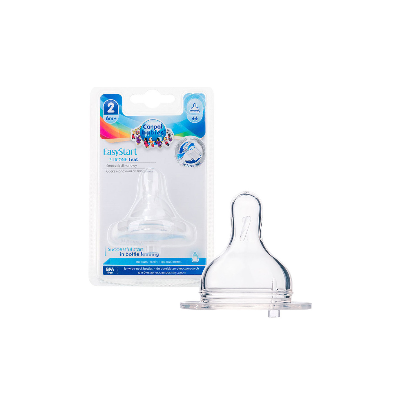 Canpol babies smoczek silikon ŚREDNI do butelki szerokiej 1 szt EasyStart 6M+