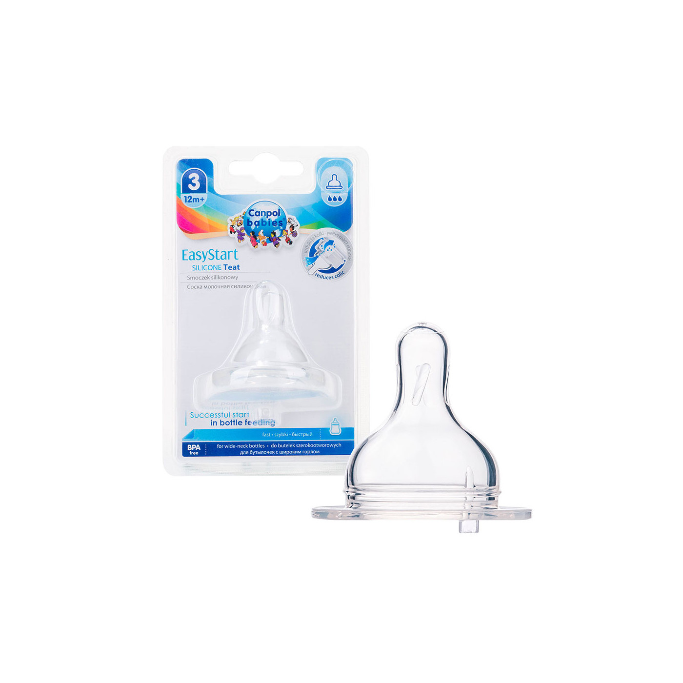 Canpol babies smoczek silikon SZYBKI do butelki szerokiej 1 szt EasyStart 12M+