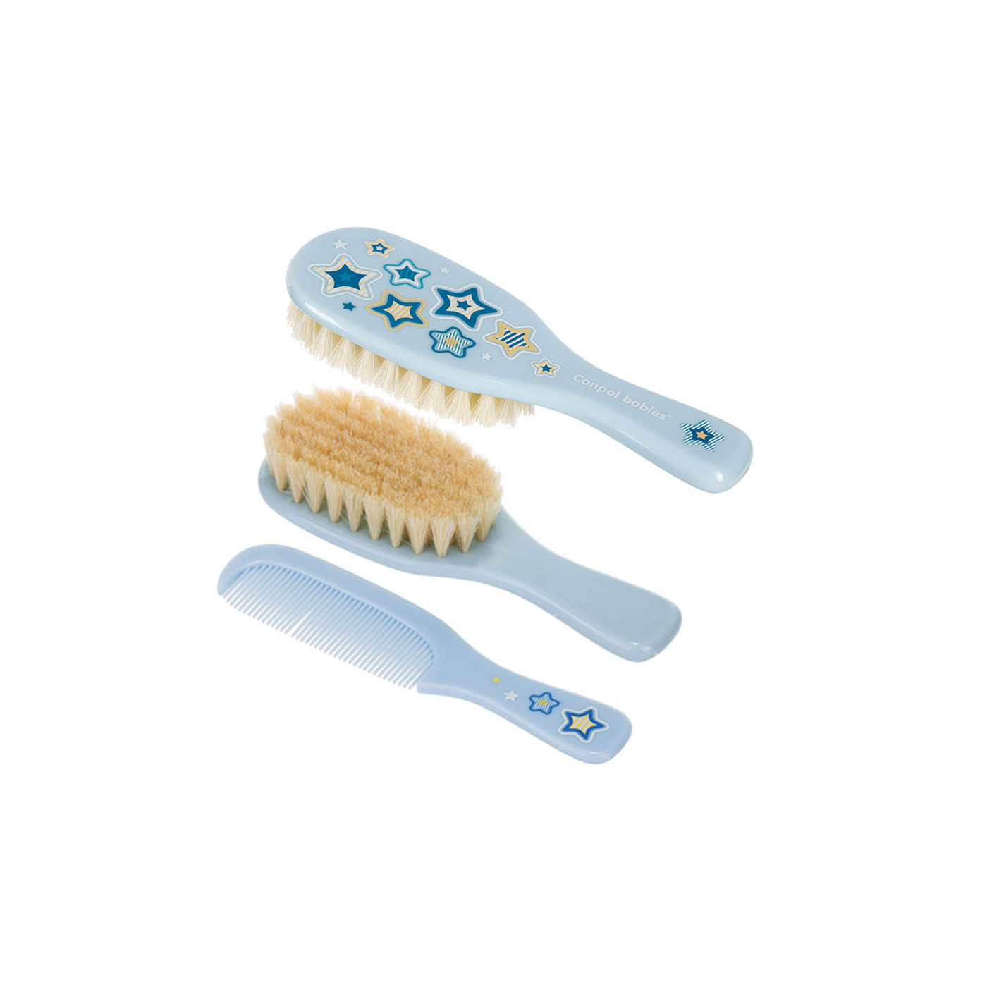 Canpol babies szczotka i grzebień do włosów z miękkim, naturalnym włosiem NEWBORN BABY niebieska