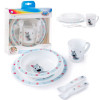 Canpol Zestaw Stołowy CUTE ANIMALS - miseczka, talerzyk, kubeczek i sztućce ZESTAW Niebieski