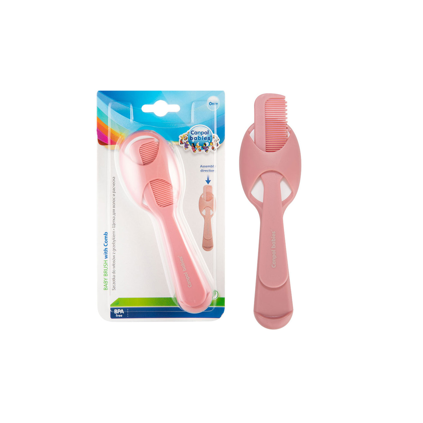 Canpol babies szczotka i grzebień do włosów dla niemowląt, syntetyczne włosie Różowa