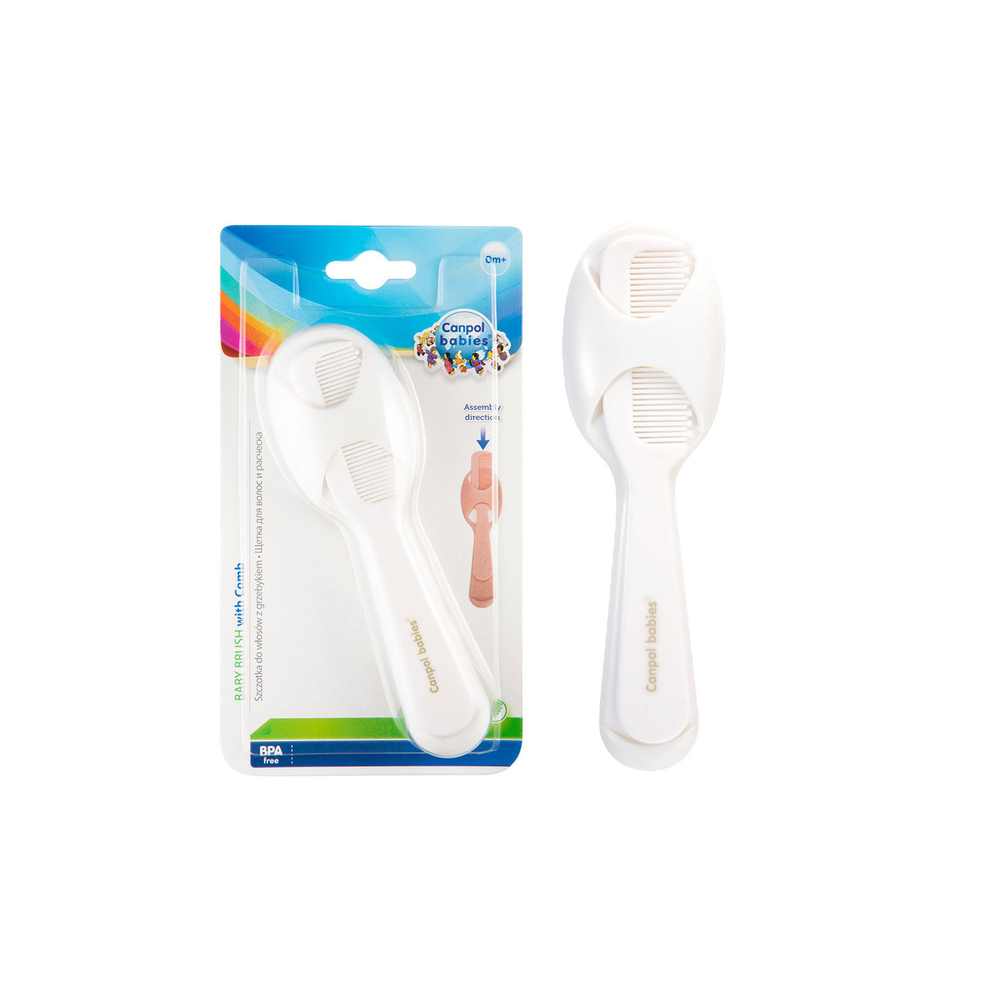 Canpol babies szczotka i grzebień do włosów dla niemowląt, syntetyczne włosie Biała