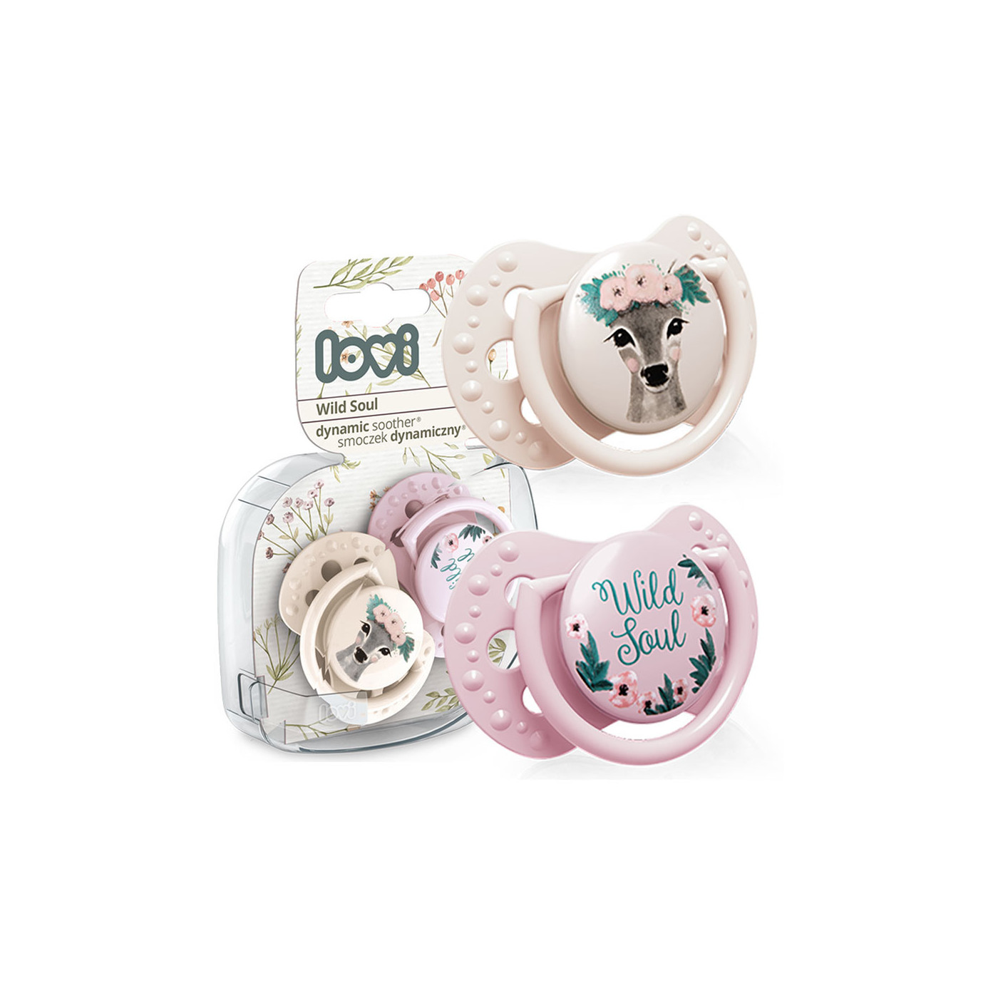 Smoczek uspokajający dla dziecka LOVI 0-3m Wild Soul Girl 2 szt.