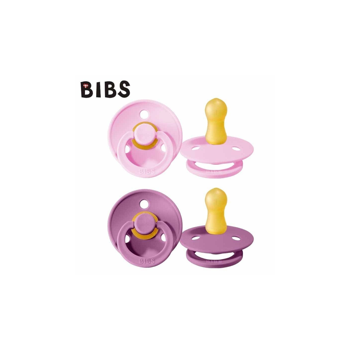 Smoczek uspokajający dla dziecka BIBS 2-PACK LAVENDER & BABY PINK S kauczuk Hevea