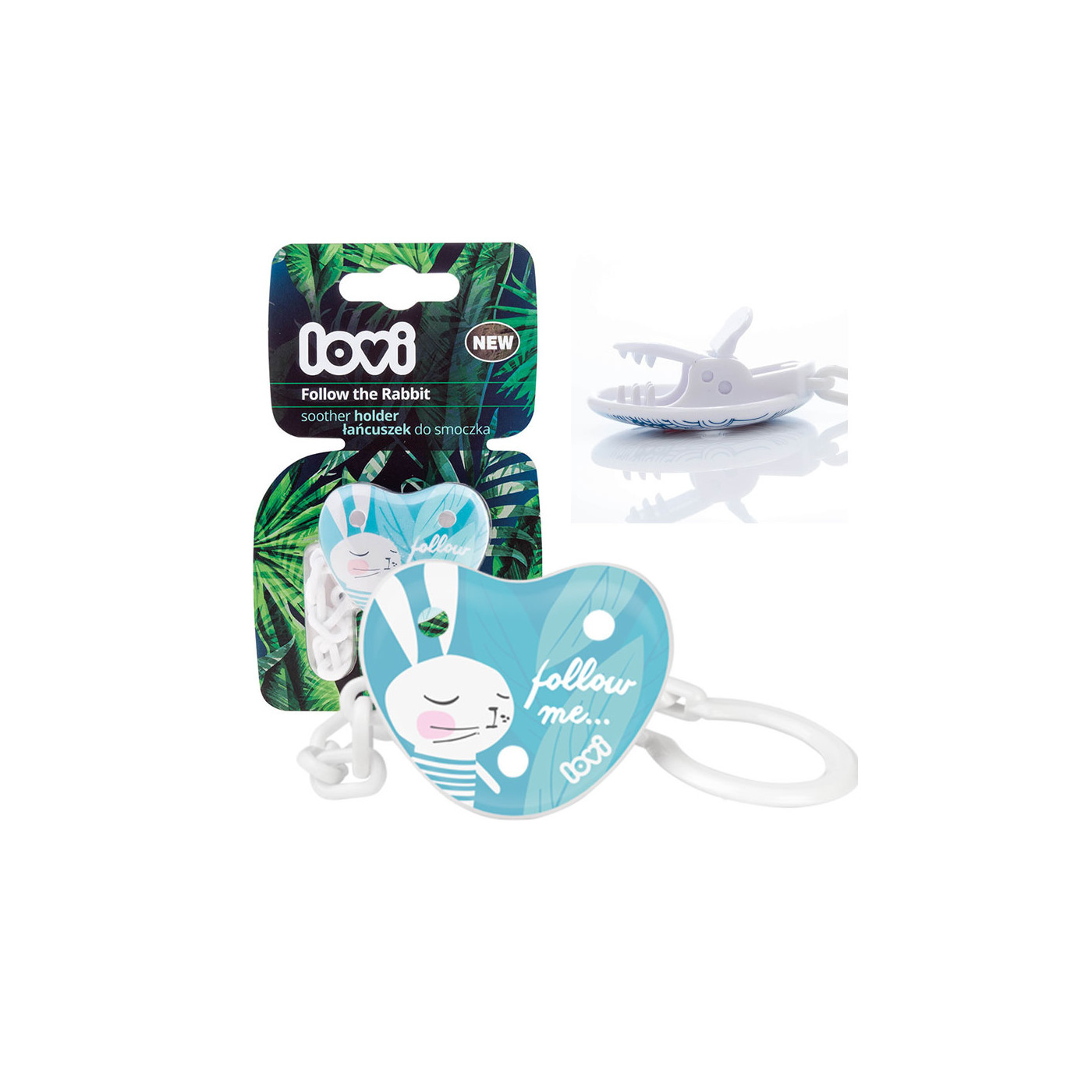 LOVI Łańcuszek, Zawieszka do smoczka FOLLOW THE RABBIT