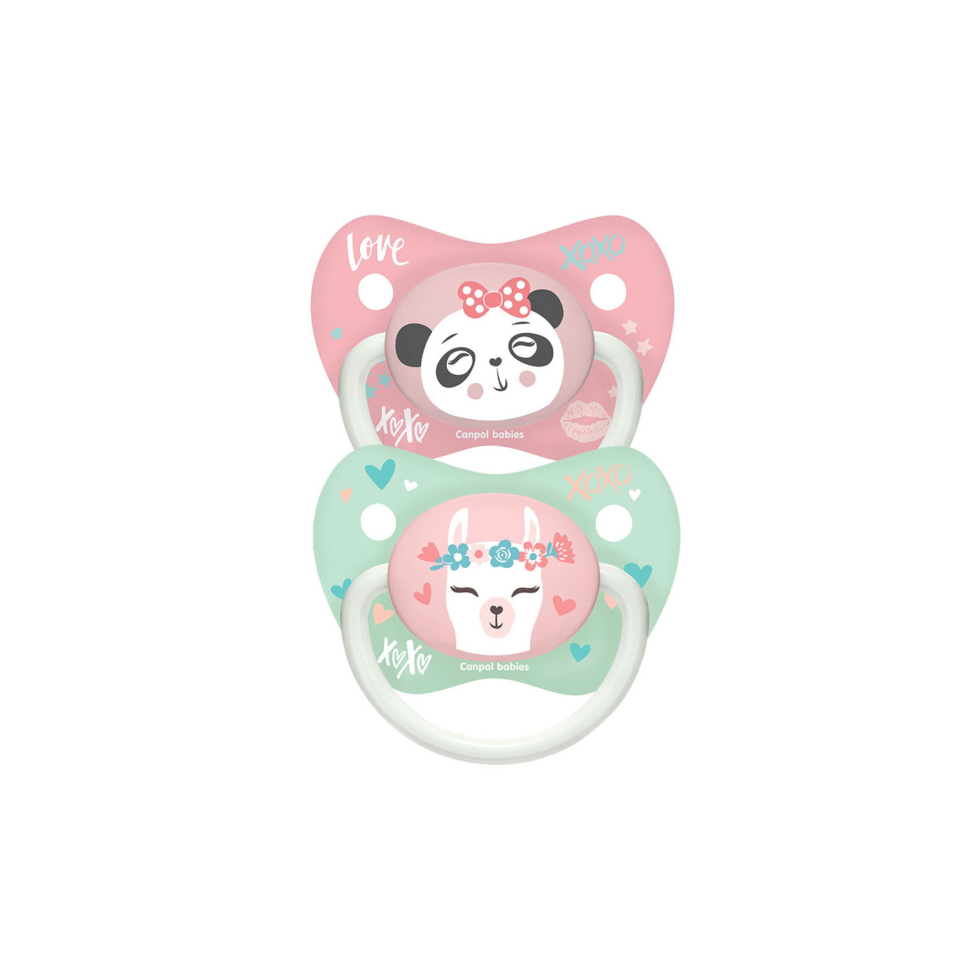 CANPOL smoczek uspokajający silikonowy 0-6 m Anatomiczny EXOTIC ANIMALS 2szt. Różowe