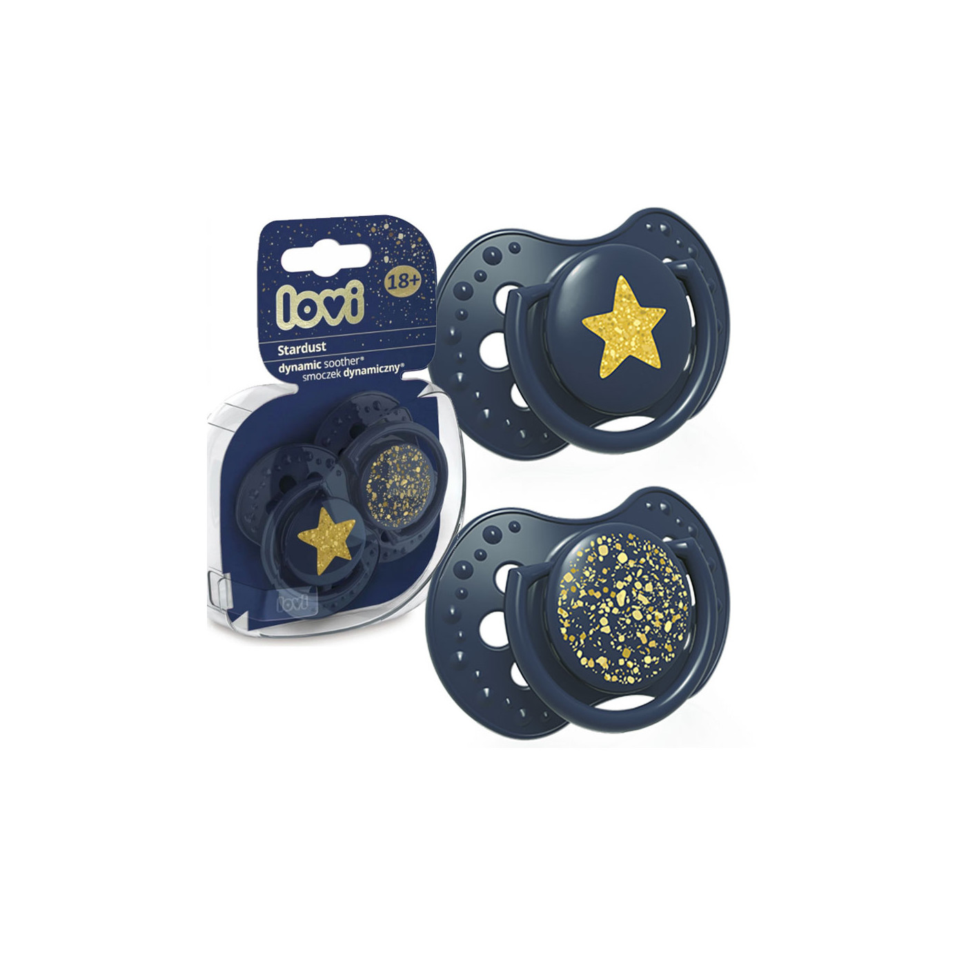 Smoczek uspokajający dla dziecka LOVI 18 m+ Stardust Blue 2 szt.