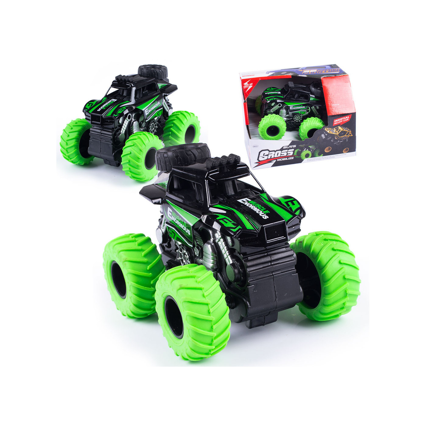 Samochód Terenowy Monster Truck Offroad, Metalowe Auto z napędem - Gumowe koła